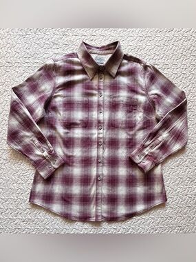 Ridgecut Toughwear Women’s Large Burgundy Plaid Button Up Work Shirt
